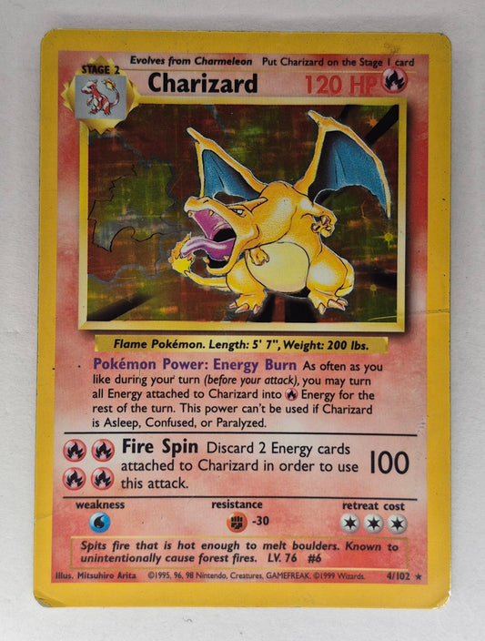 Charizard Base Set 4/102 Holo Rare 1999 WOTC Pokemon Card HP