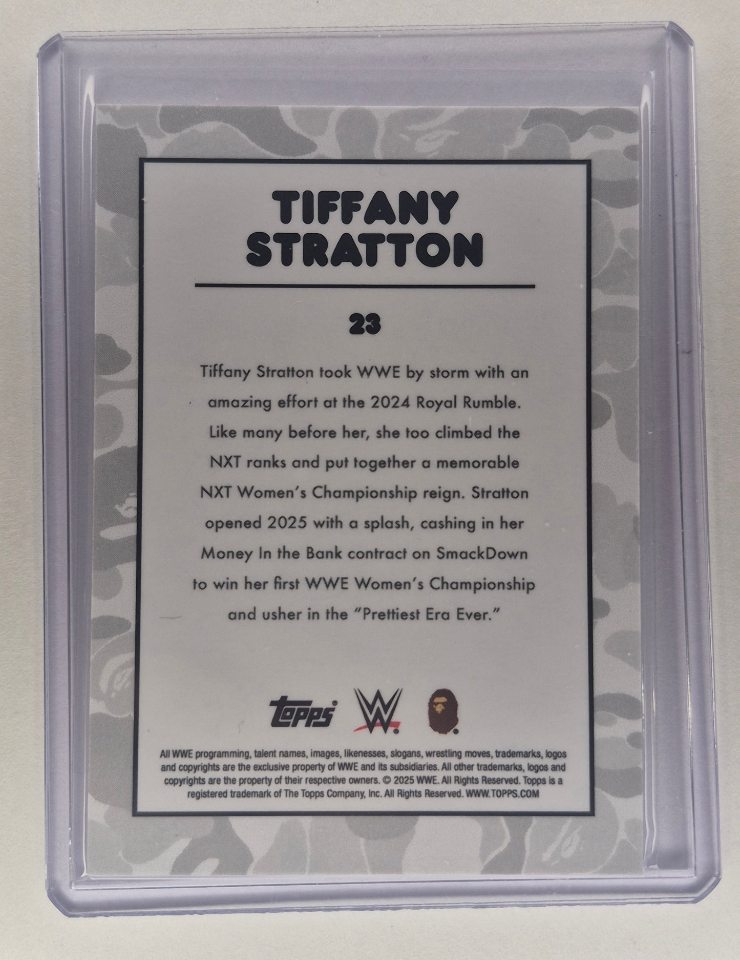 2025 Topps WWE X BAPE #23 Tiffany Stratton Base Green Camo  NM