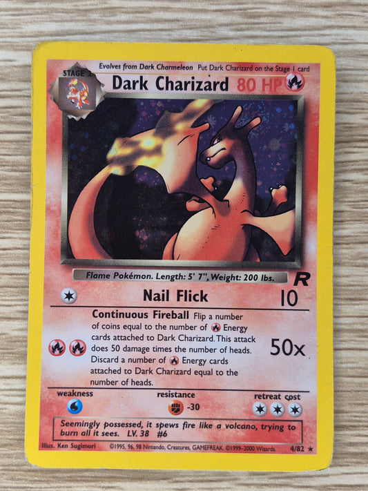 Pokemon Rocket 4/82 Dark Charizard Hol9 w/Swirl HP