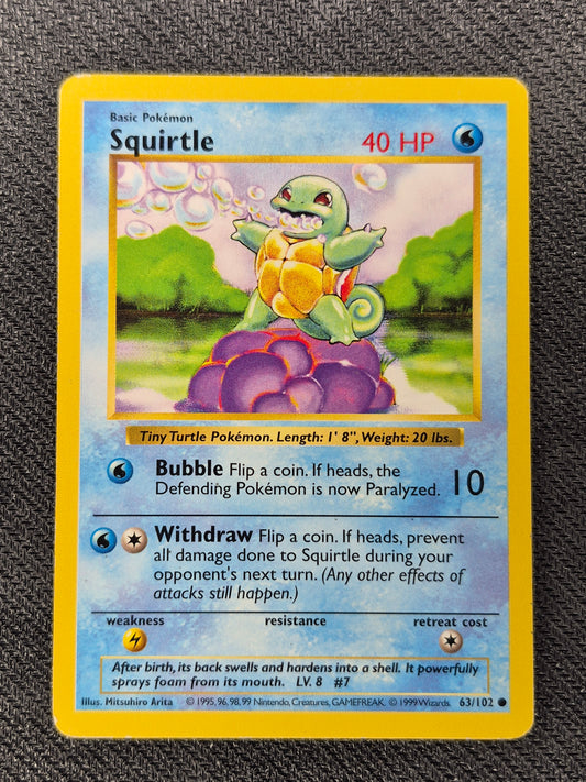 Pokemon Base Set Shadowless 63/102 Squirtle LP