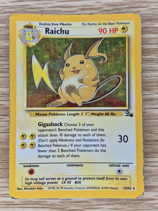1999 Pokémon Fossil 14/62 Raichu Holo HP