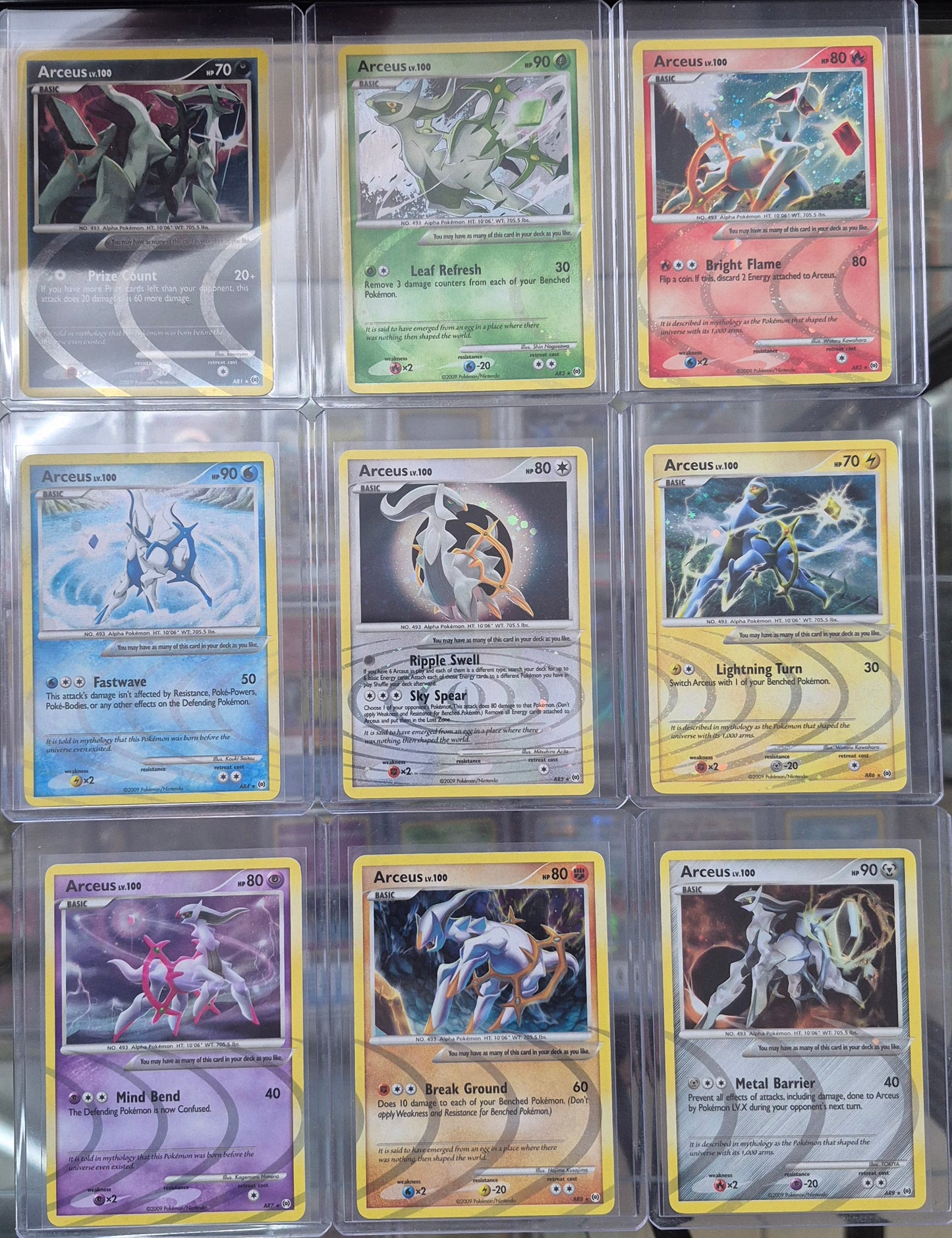 Pokemon TCG COMPLETE - LP LV100 Arceus AR Set 1-9 - Holo Ripple Foil
