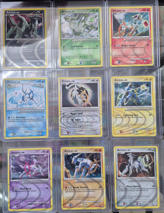 Pokemon TCG COMPLETE - LP LV100 Arceus AR Set 1-9 - Holo Ripple Foil