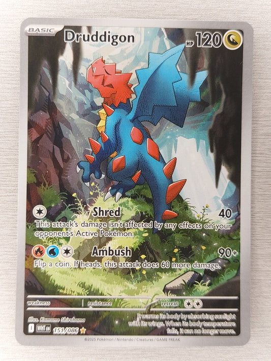 Pokemon 2025 Druddigon Illustration Rare White Flare 151/086
