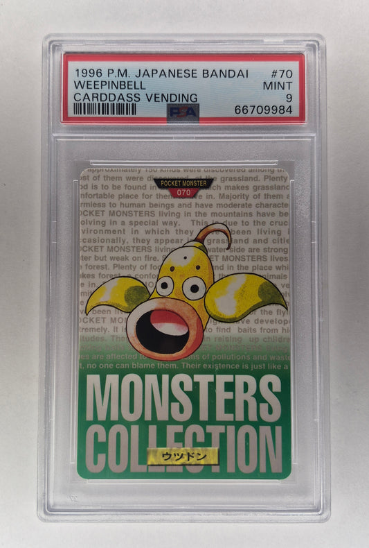 1996 Japanese Pokemon Bandai Vending Cardass #70 Weepinbell PSA 9 Mt