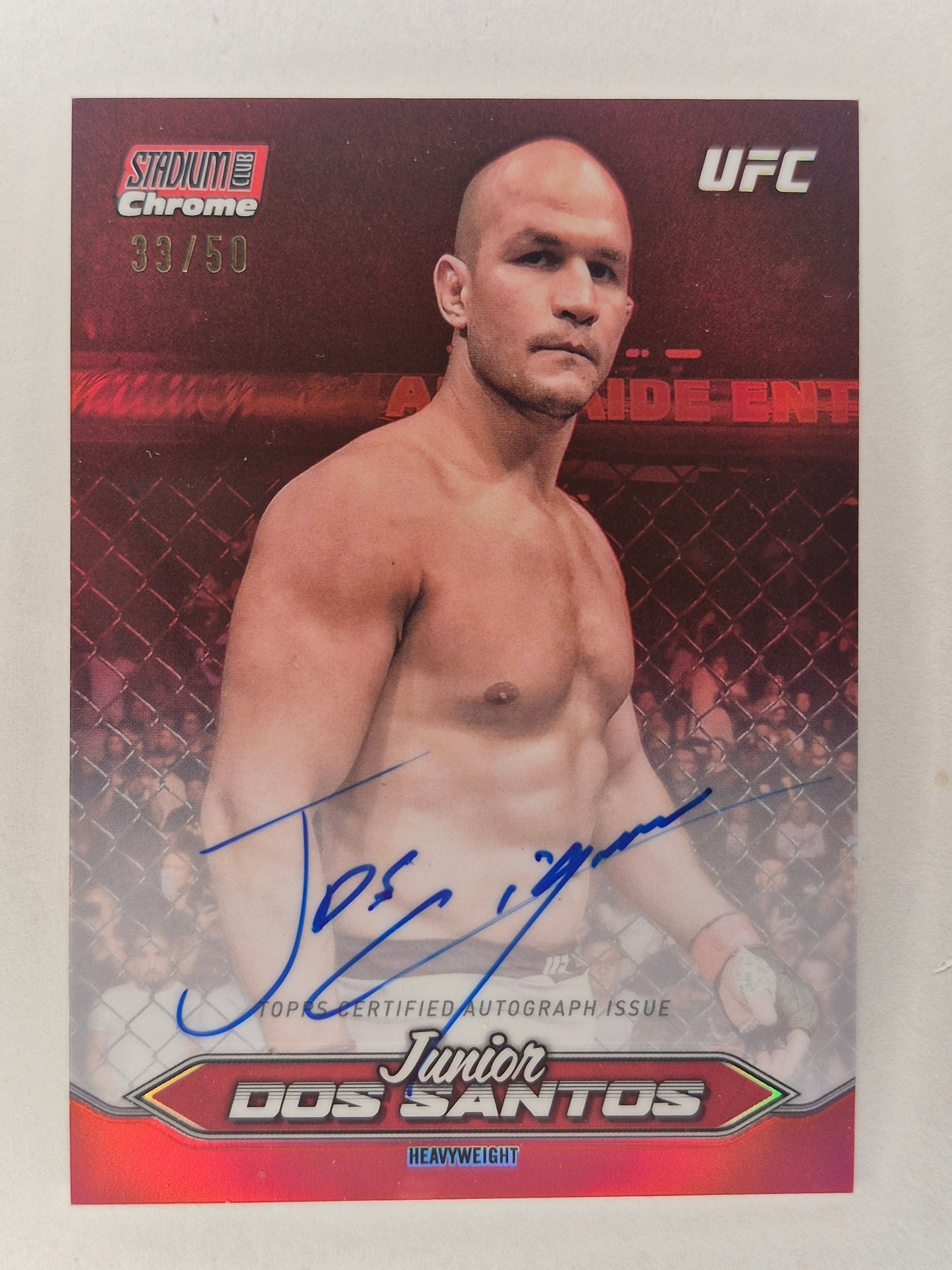 2025 Topps Stadium Club UFC Junior Dos Santos #CAS-JDS Red Refractor Auto 33/50!