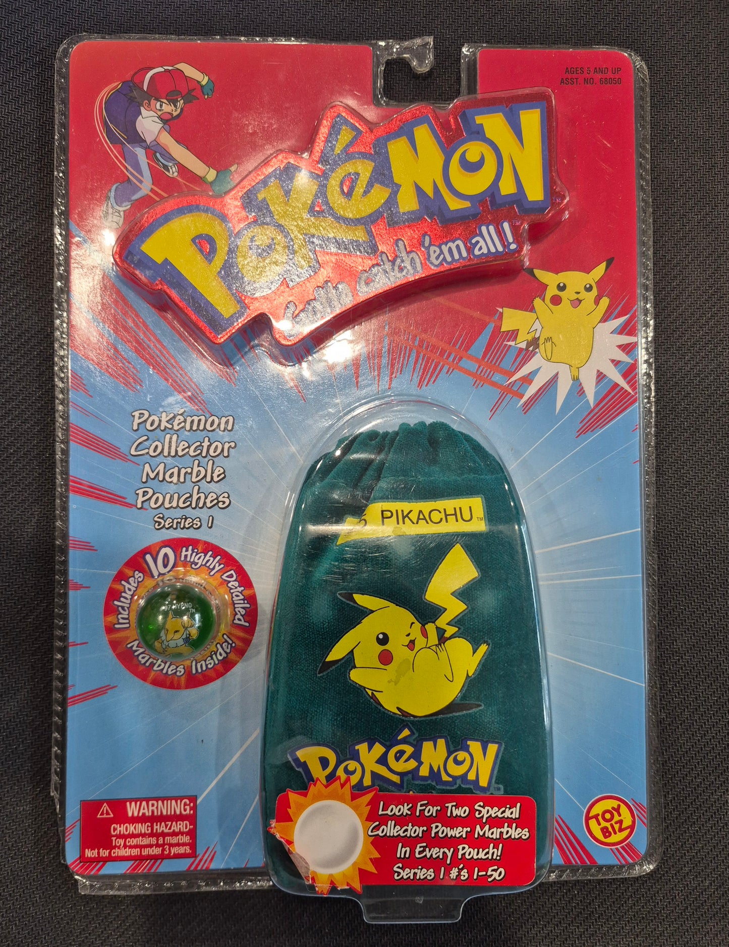 2000 Toy Biz Pokémon Series 1 Pikachu Collector Marble Pouch (NISB)