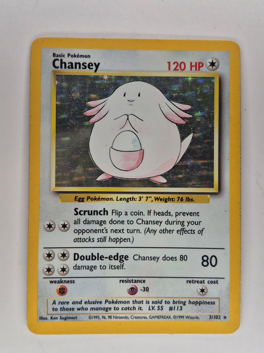 Pokemon 1999 Chansey Base Set Holo Rare 3/102 LP