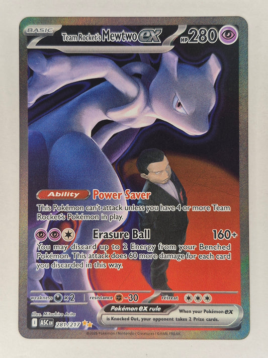 Team Rocket’s Mewtwo ex 281/217 SIR Ascended Heroes Pokemon NM