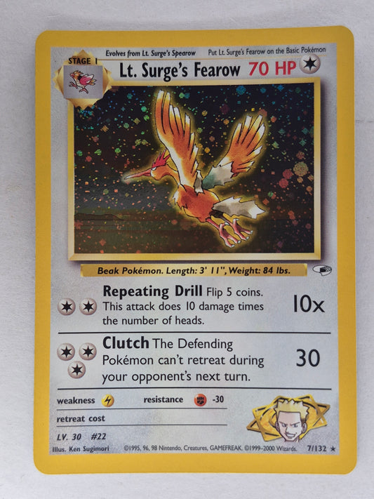 Pokemon WOTC | Lt. Surge's Fearow 7/132 Holo | Gym Heroes LP