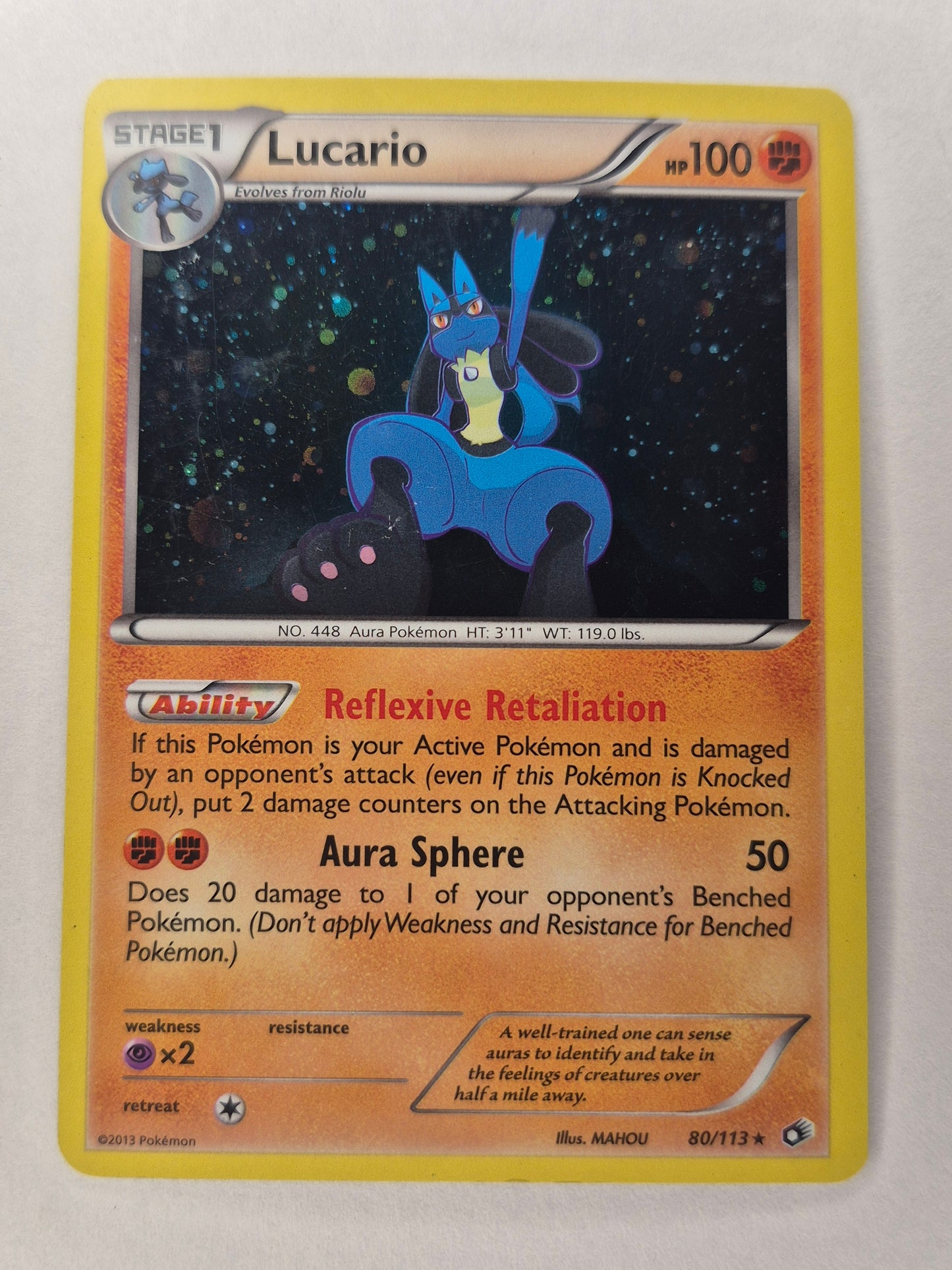 Lucario 80/113 B&W Legendary Treasures 2013 Pokémon Card Holo Rare LP
