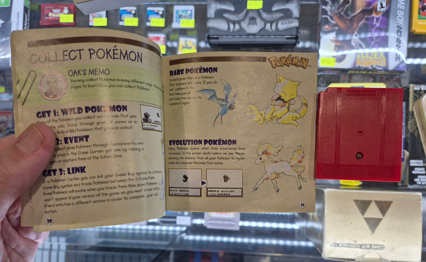 1998 Pokémon Red Version CIB with New Save Battery in Protector AUS PAL