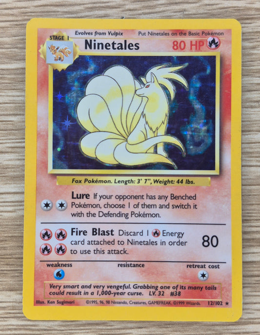 Pokemon 1999 Ninetales Base Set Holo Rare 12/102 MP