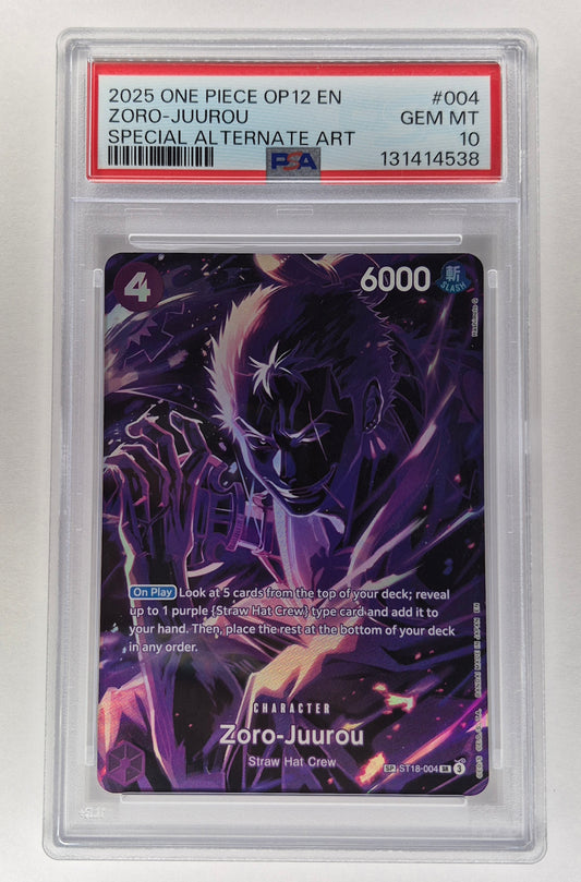 ZORO JUUROU 2025 ONE PIECE ST18-004 OP12 LEGACY OF THE MASTER SP PSA 10 ENGLISH