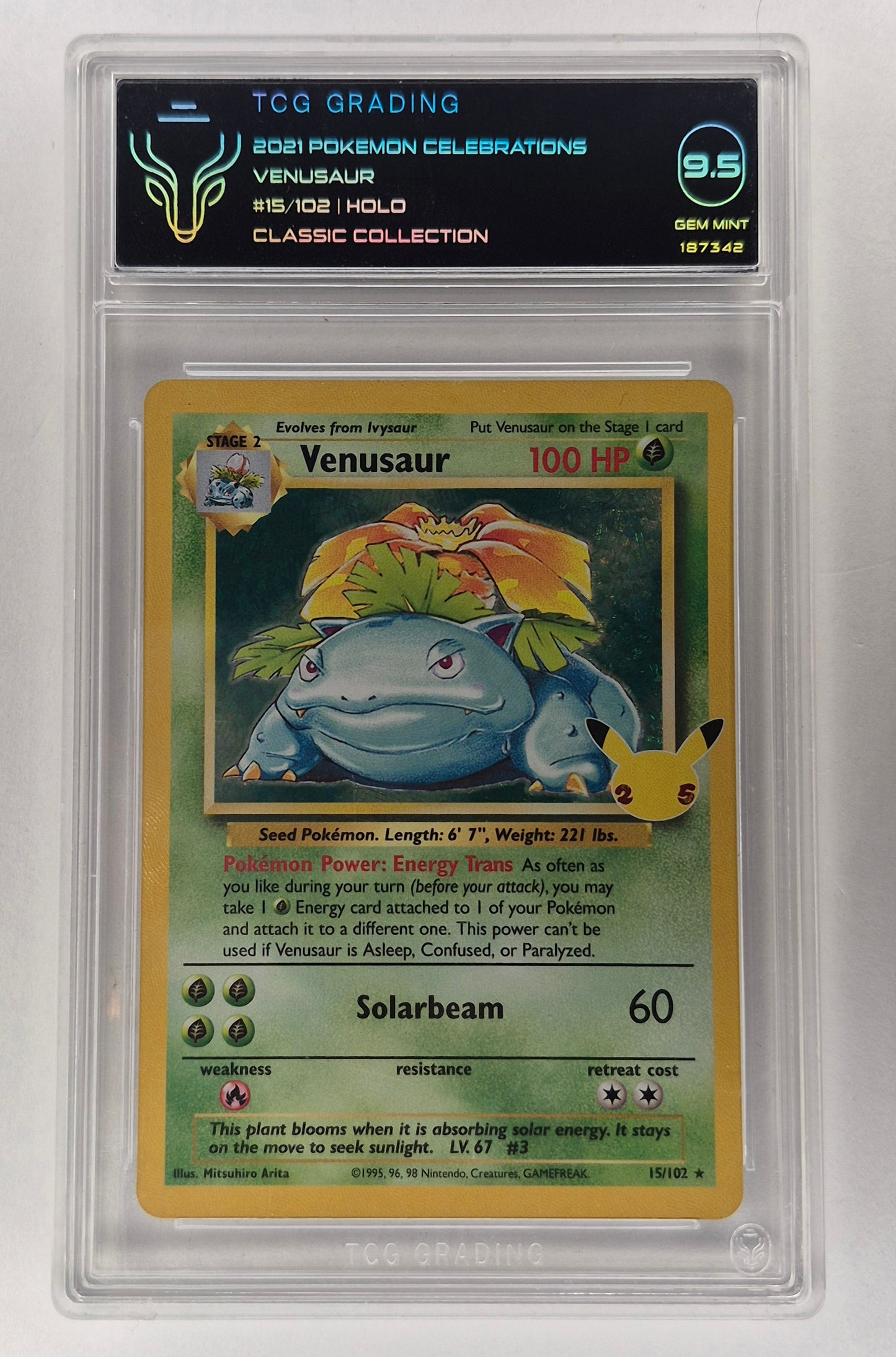2021 Pokémon Celebrations 15/102 Venusaur Holo Classic TCG 9.5
