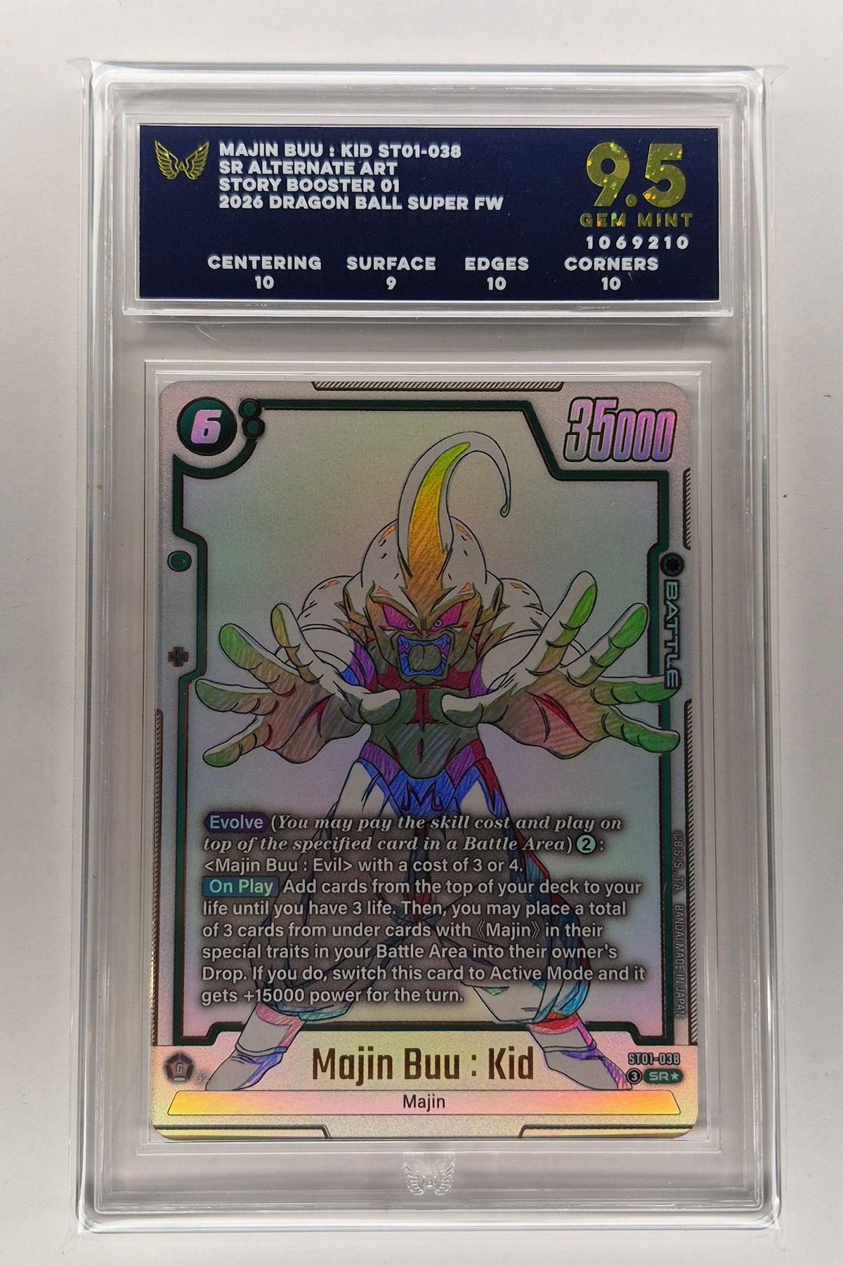 2026 FUSION WORLD STORY BOOSTER 01 #ST01-038 MAJIN BUU: KID ALT ART SR ARK 9.5