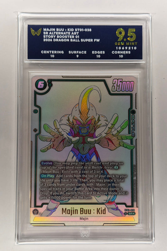 2026 FUSION WORLD STORY BOOSTER 01 #ST01-038 MAJIN BUU: KID ALT ART SR ARK 9.5