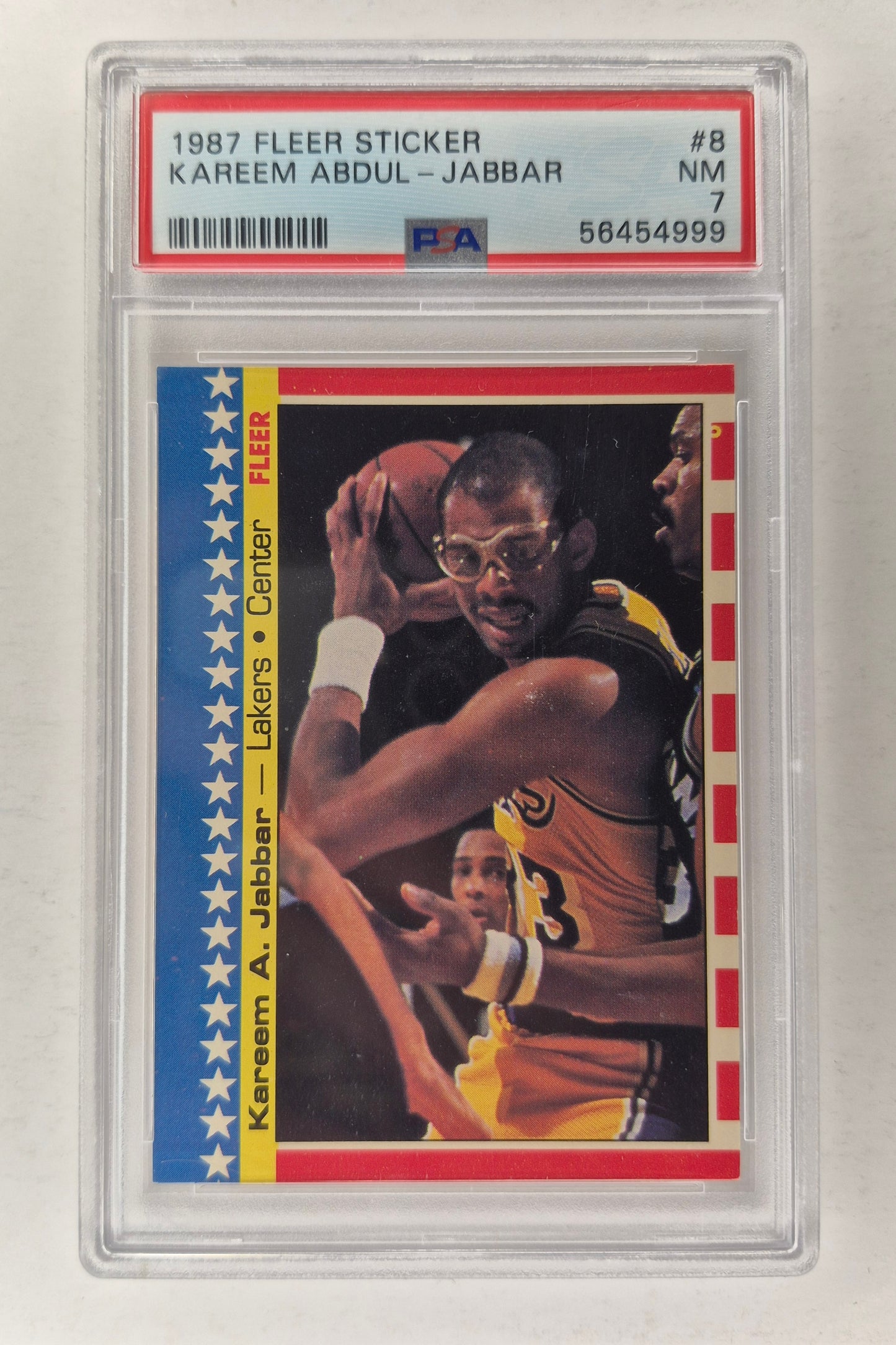 1987 FLEER Sticker #8 Kareem Abdul-Jabbah Sticker PSA 7 NM