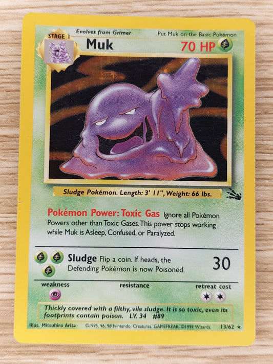 Pokemon 1999 Muk Fossil Holo Rare 13/62 HP/Pen Mark