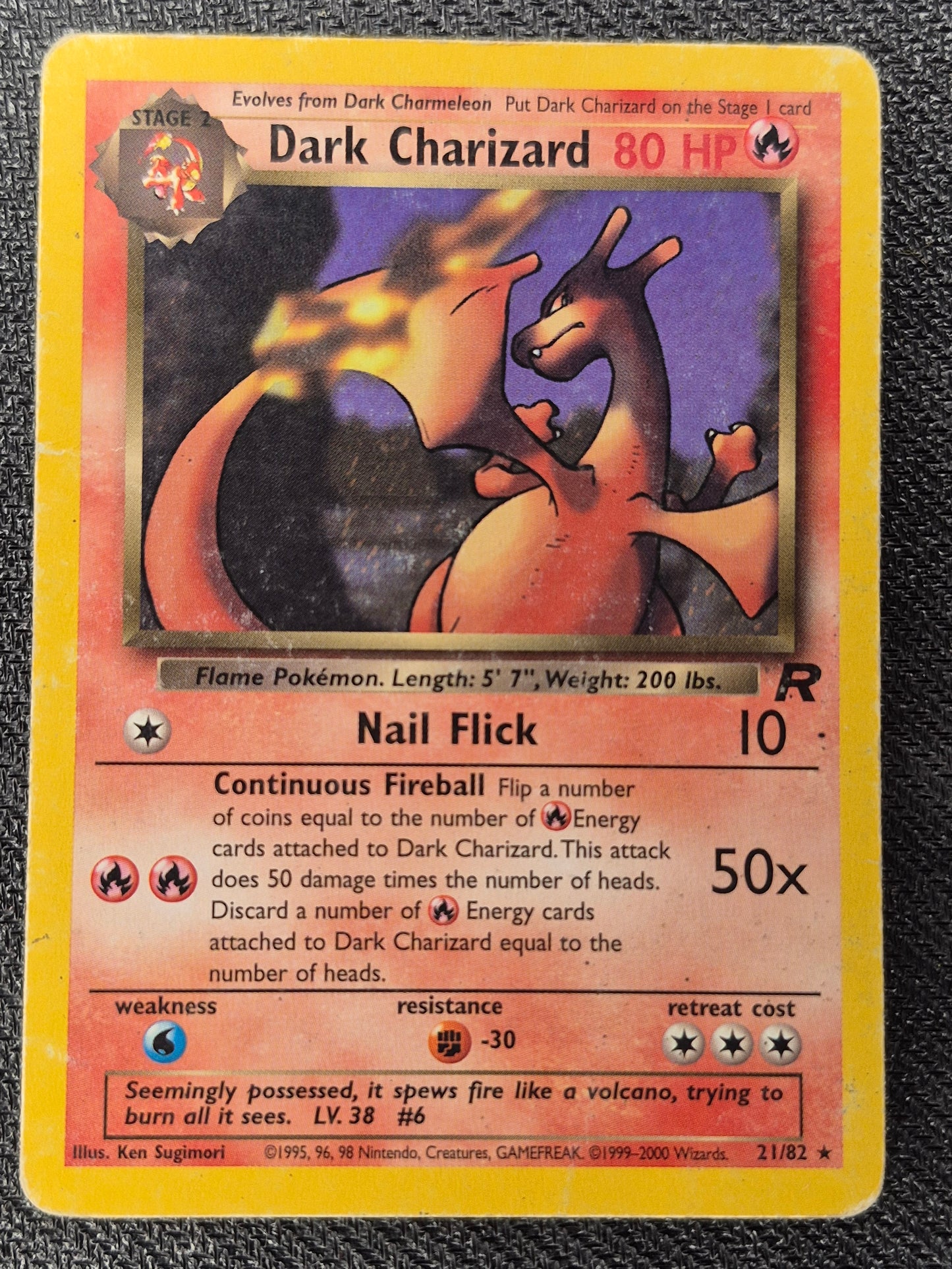 2000 Pokémon Team Rocket 21/82 Dark Charizard Non-Holo HP