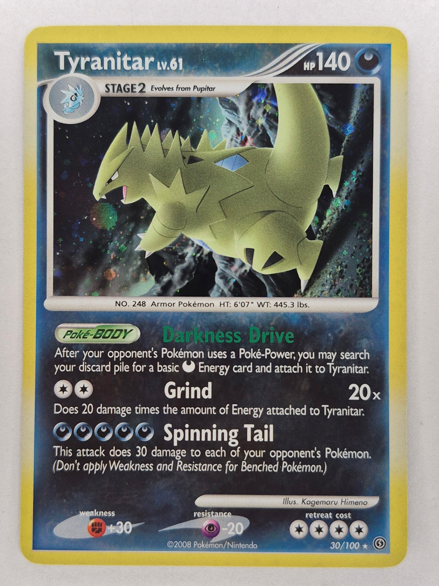 Pokemon TCG: Tyranitar Lv.61 30/100 - Stormfront - Holo Rare LP