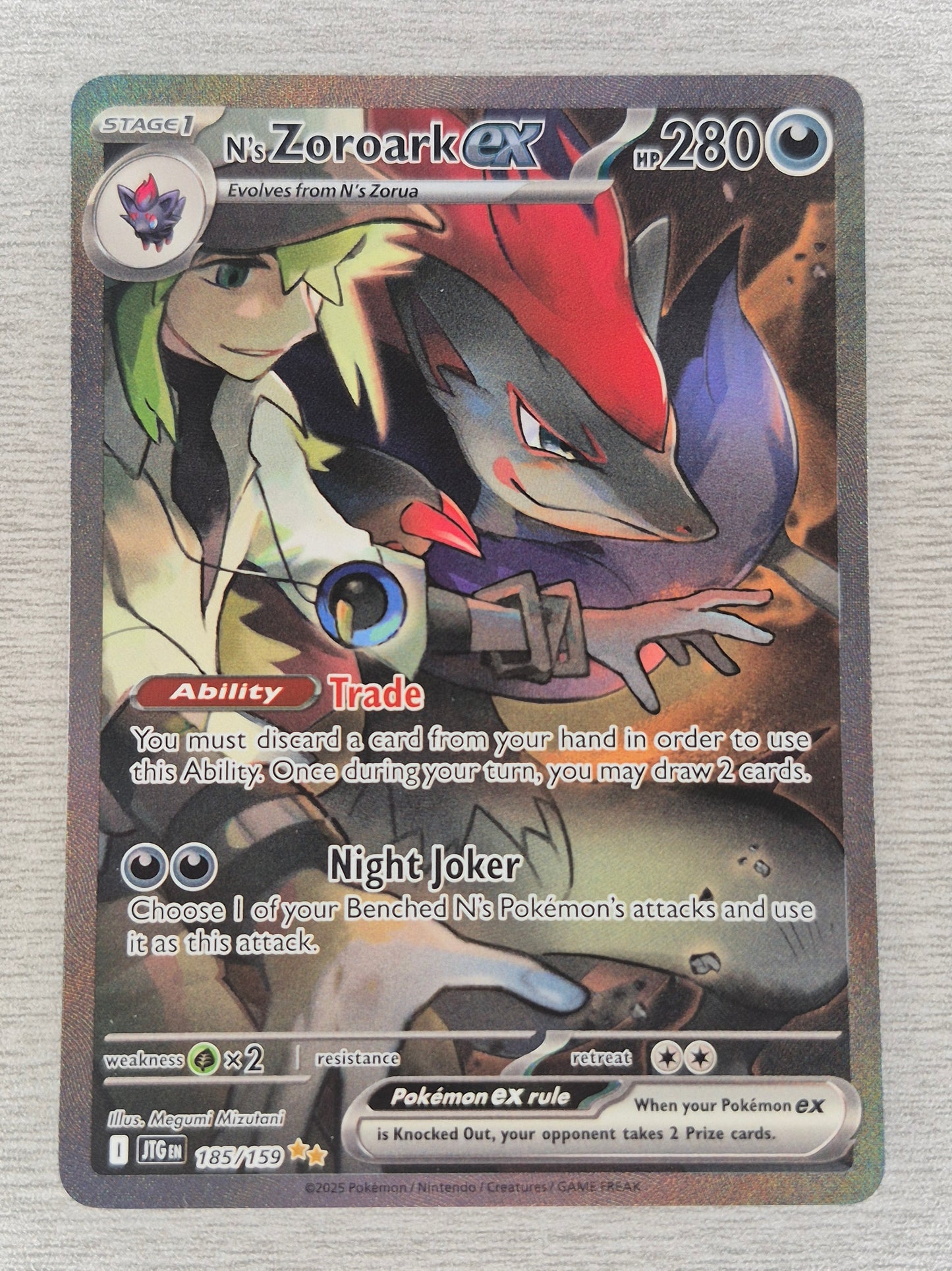 Pokemon N's Zoroark ex 185/159 - Special Illustration Rare Journey Together NM