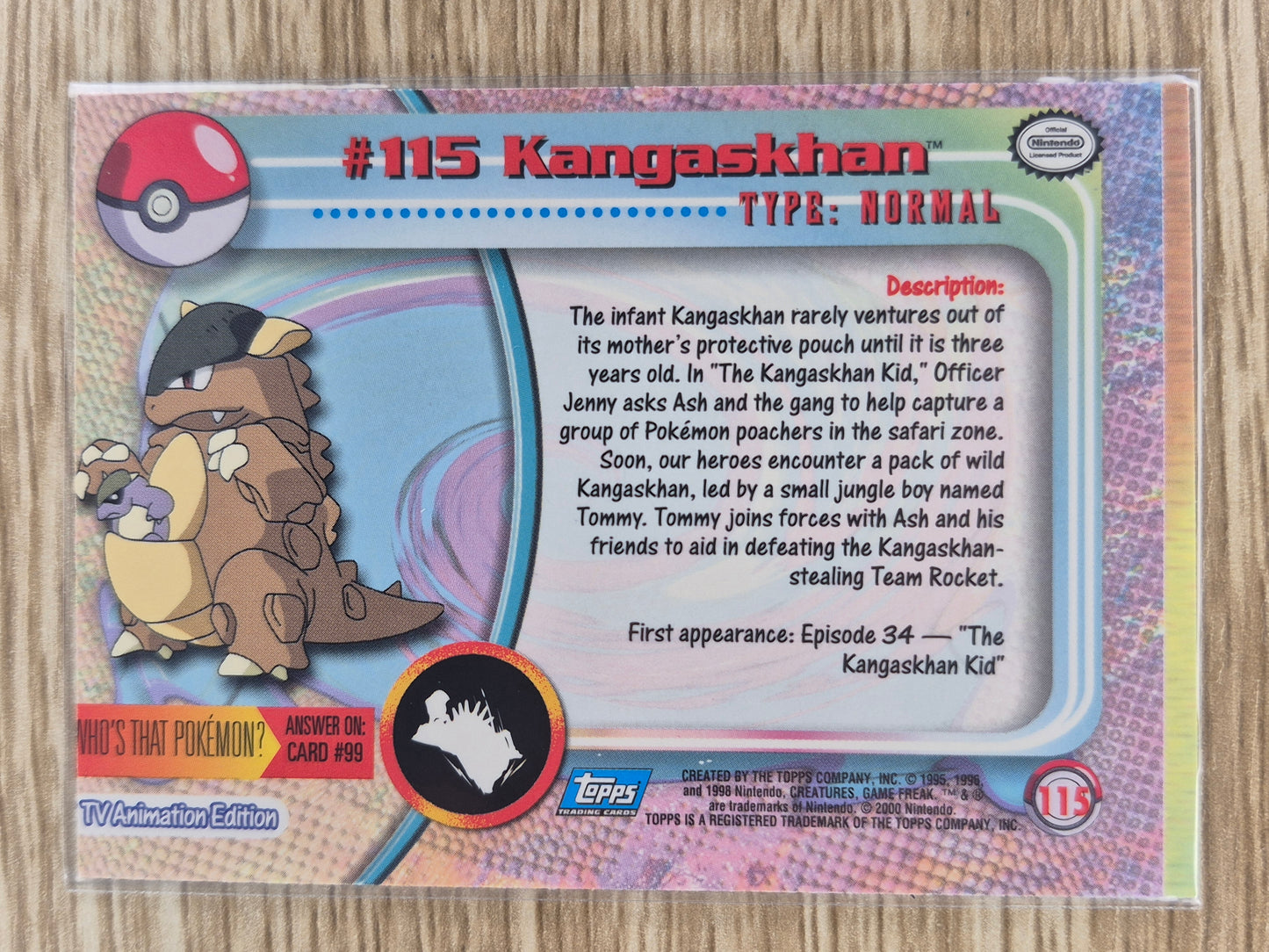 2000 Topps Pokémon Blue Label #115 Kangaskhan Holo MP