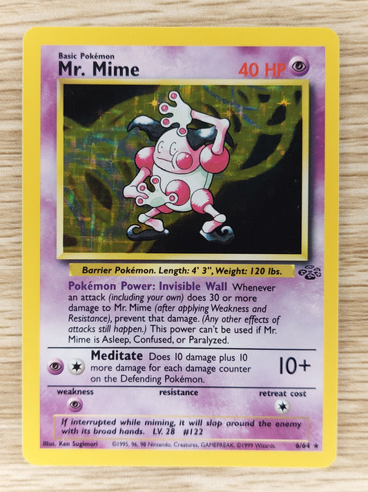 Pokemon 1999 Mr. Mime Jungle Holo Rare 6/64 LP #1