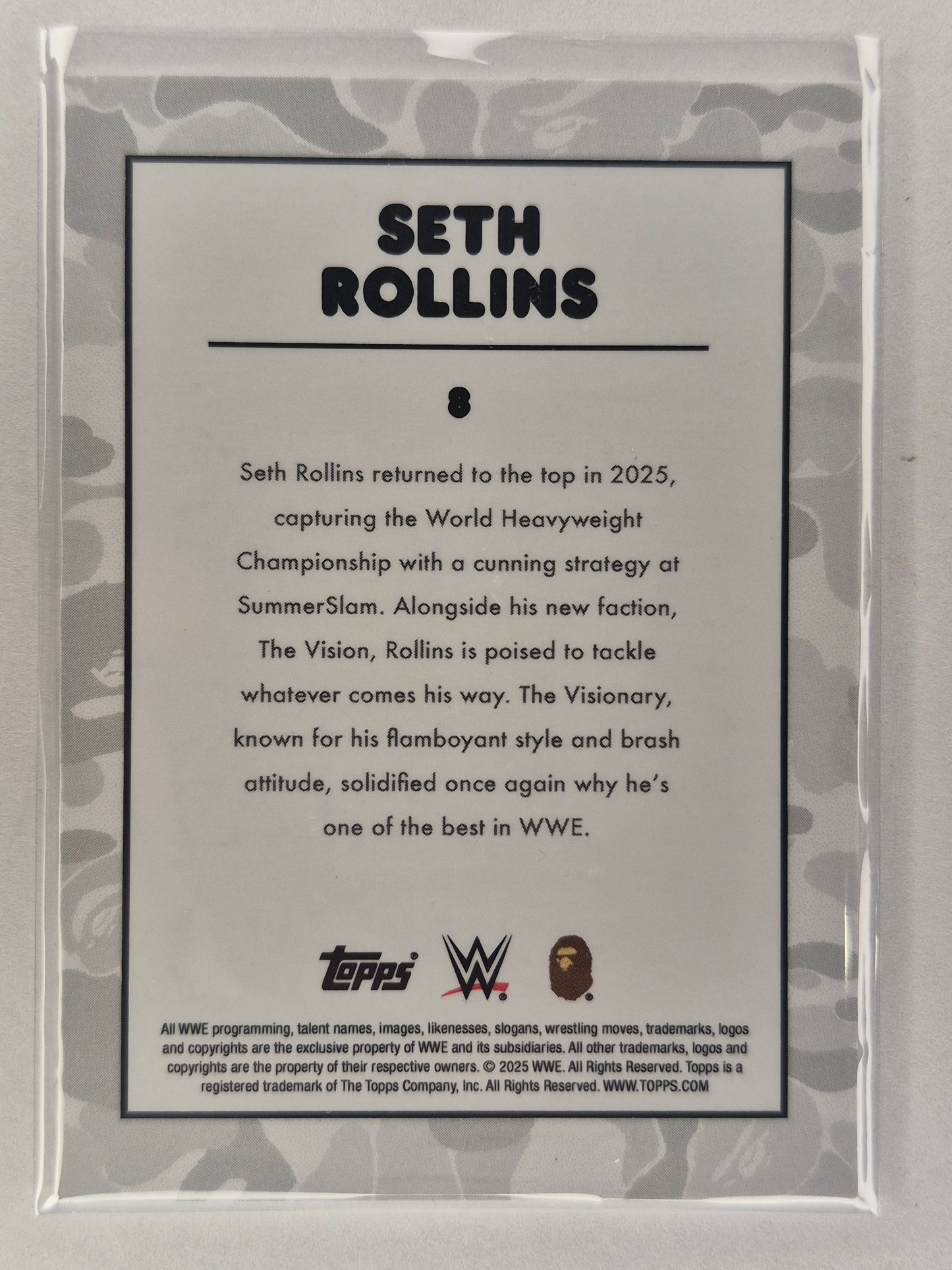 2025 Topps WWE x BAPE #8 Seth Rollins Base Green Camo