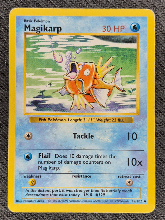 1999 Pokemon Base Set Shadowless Magikarp 35/102 LP