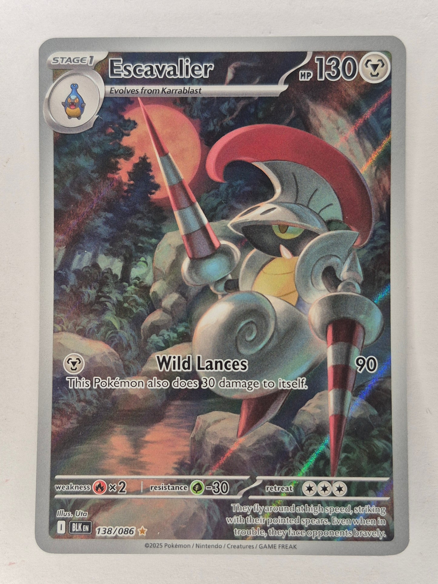 Escavalier - 138/086 - Illustration Rare - Black Bolt - Pokemon Card - NM