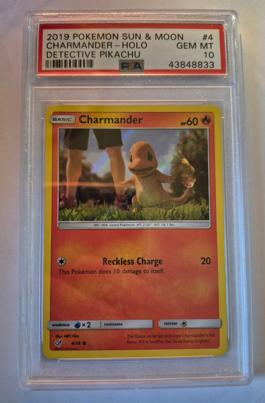 2019 Pokémon Sun & Moon 4/18 Charmander Holo Detective Pikachu PSA Gem Mint 10