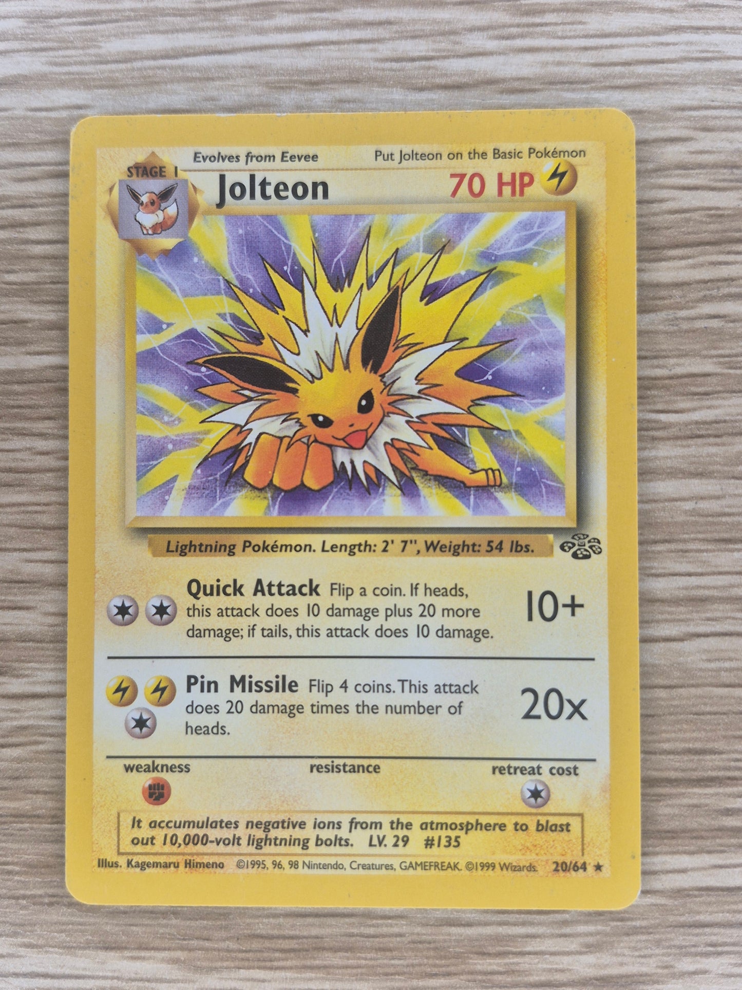1999 Pokémon Jungle 20/64 Jolteon Non holo MP