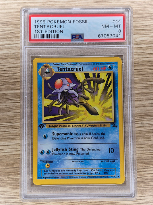 1999 Pokémon Fossil 44/62 Tentacruel 1st Edition PSA 8