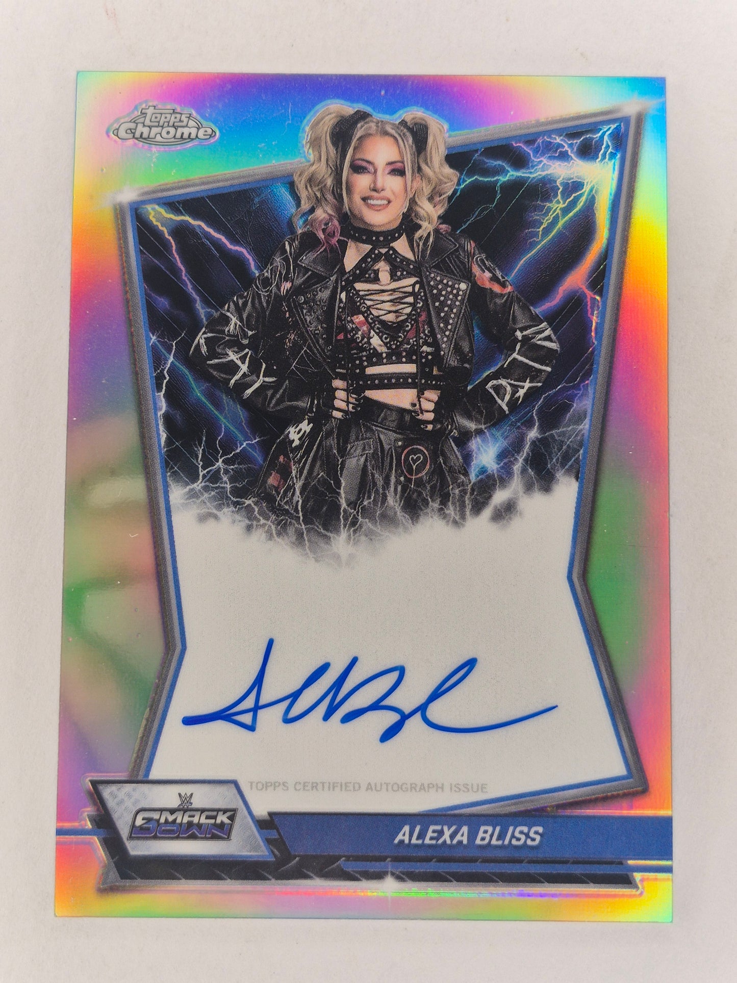 2026 Topps Chrome WWE BBA-BLI Alexa Bliss Blue Brand Refractor ON Card Auto