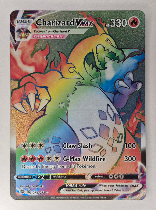 2020 Pokemon SWSH Champions Path 074/073 Charizard Vmax Rainbow Secret Rare NM
