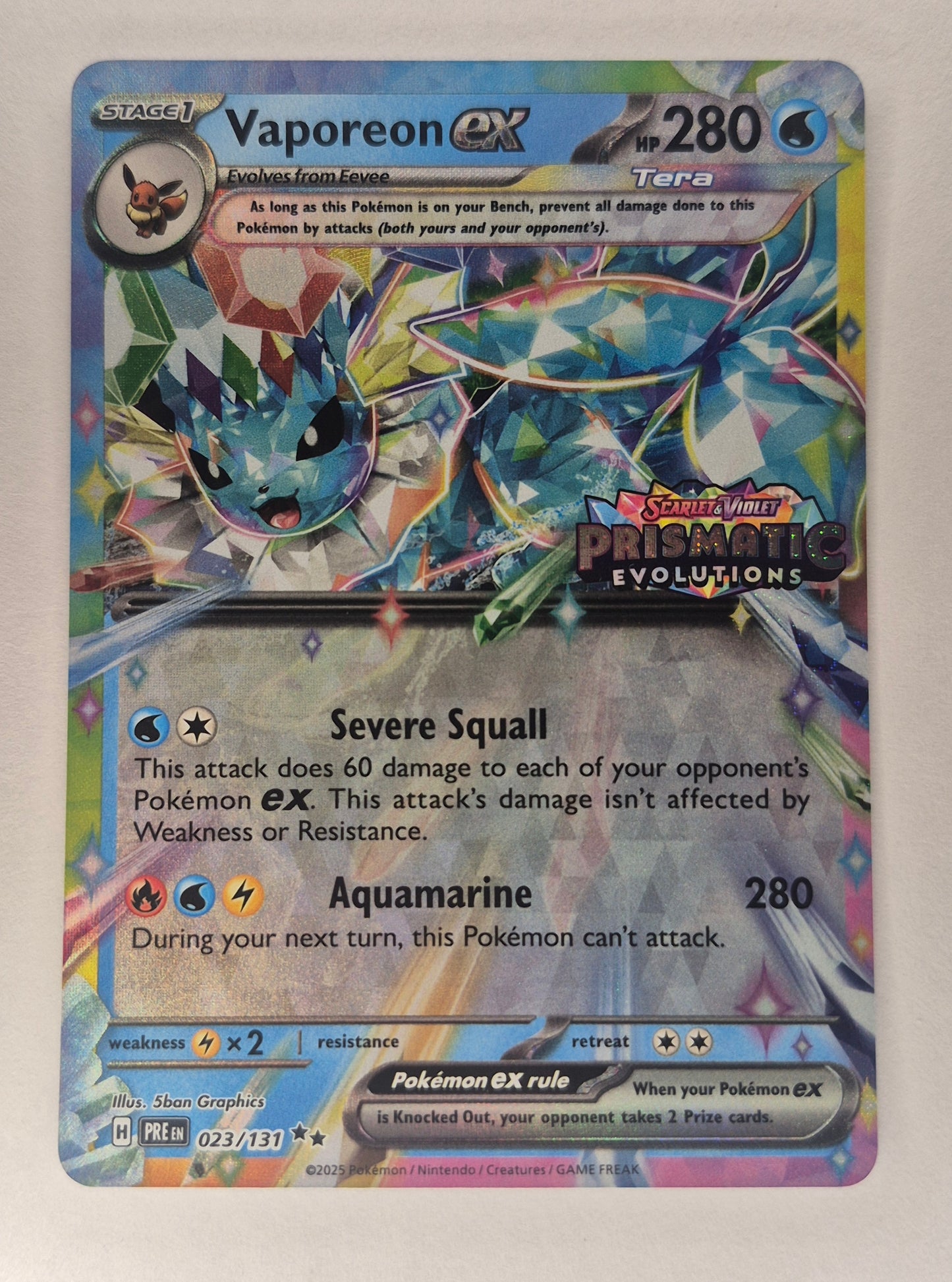 Vaporeon ex 023/131 Stamped Promo Prismatic Evolutions Pokemon NM