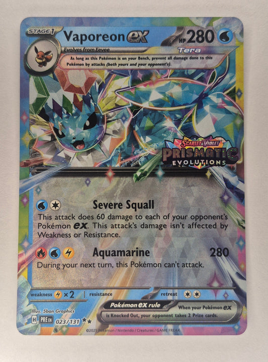 Vaporeon ex 023/131 Stamped Promo Prismatic Evolutions Pokemon NM