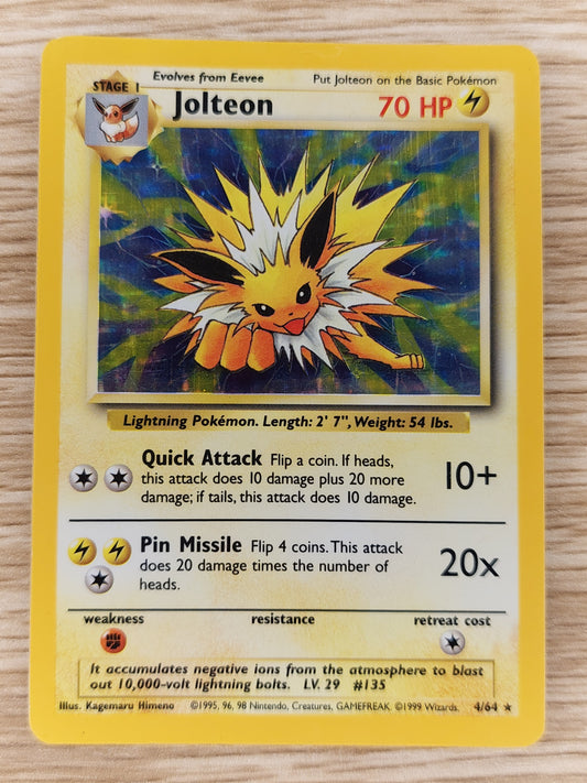 Pokemon 1999 Jolteon Jungle No Rarity Symbol Holo Rare 4/64 LP