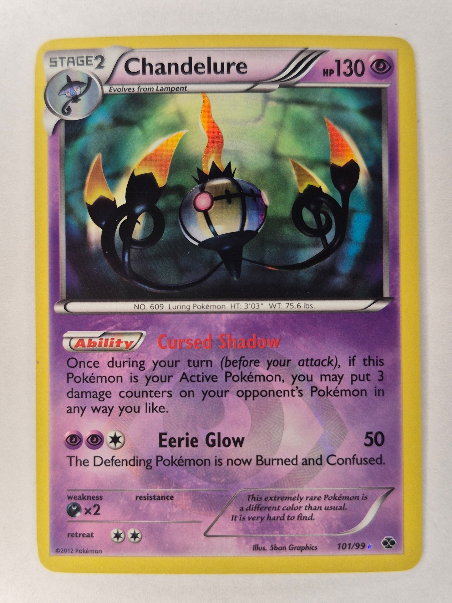 Chandelure 101/99 Secret Rare Next Destinies Pokemon Card LP