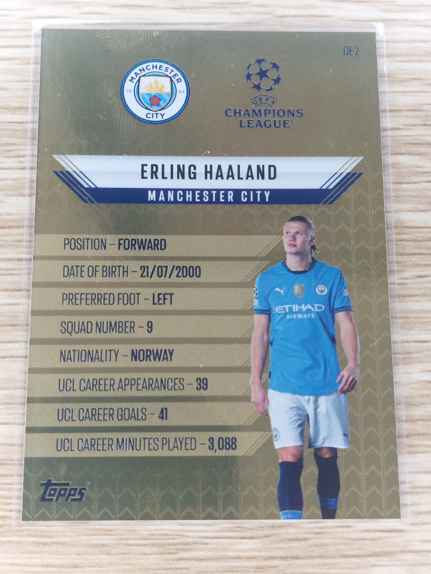 Topps UEFA Champions League Erling Haaland Gold Edge-Edition GE2