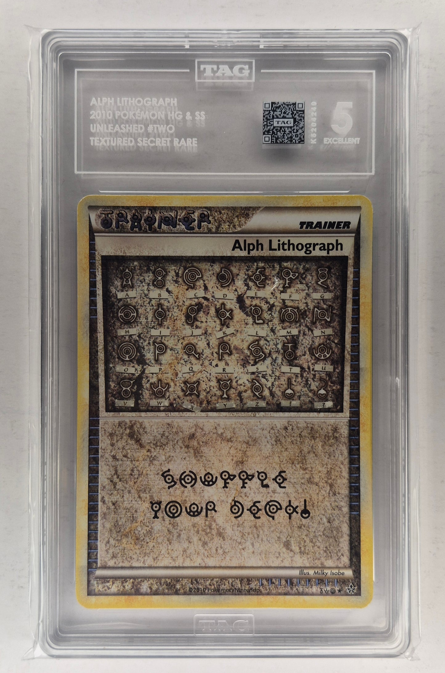 Alph Lithograph 2010 Pokémon HG & SS Unleashed #Two Textured Secret Rare TAG 5 PSA