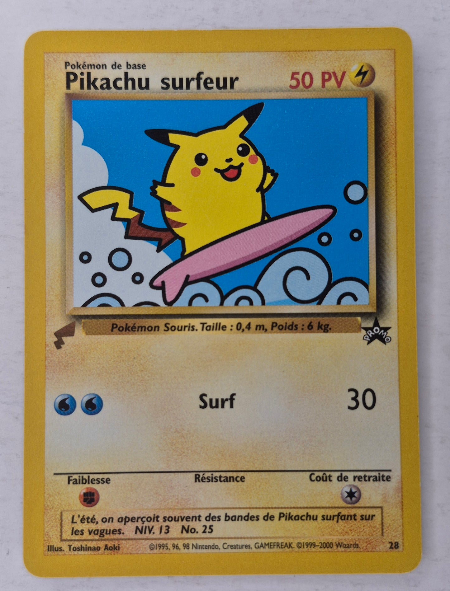 2000 Pokemon Surfing Pikachu - World Collection - French #28 NM/LP