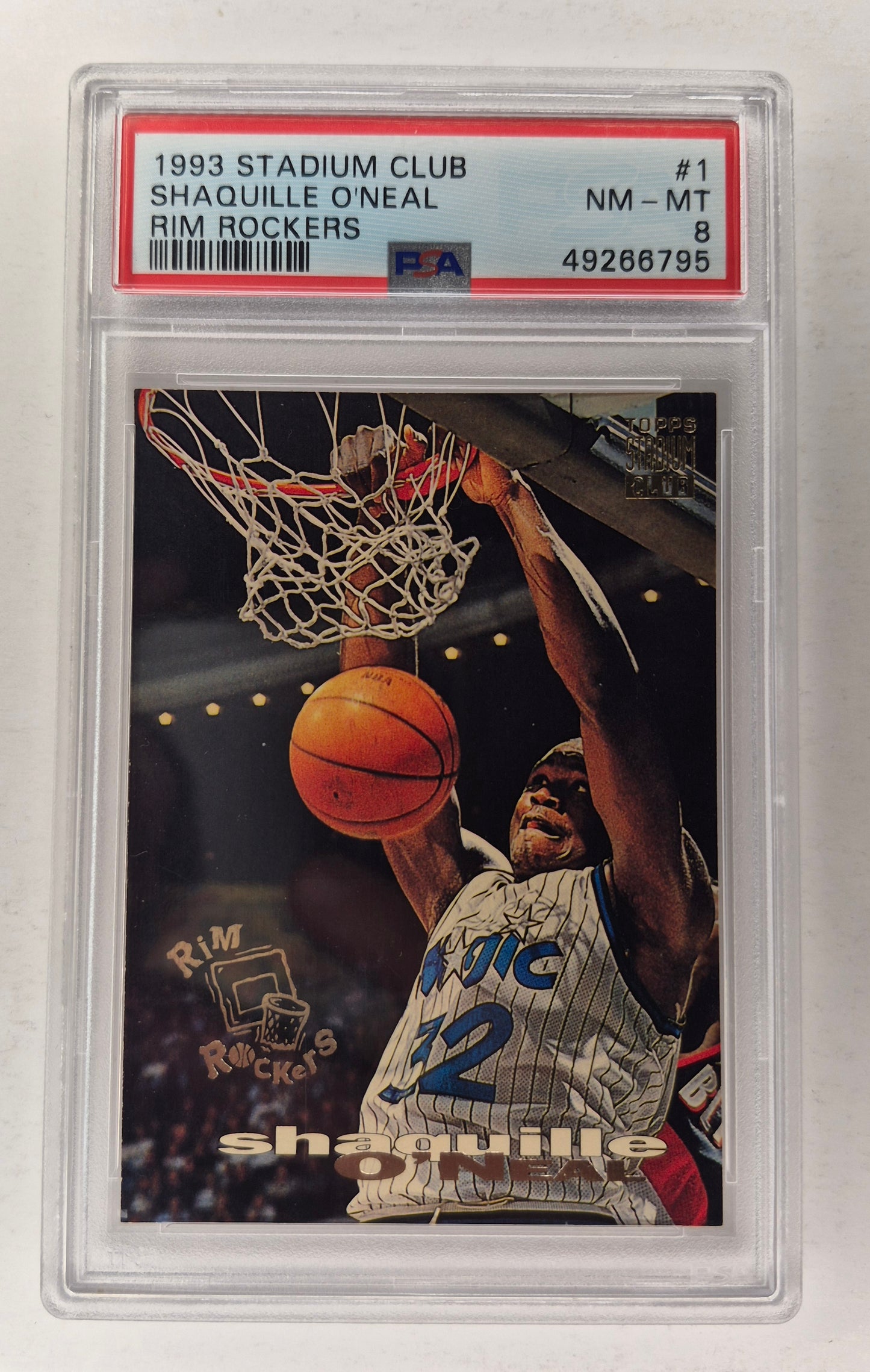 1993 Topps Stadium Club #1 Shaquille O'neal Rim Rockers PSA 8