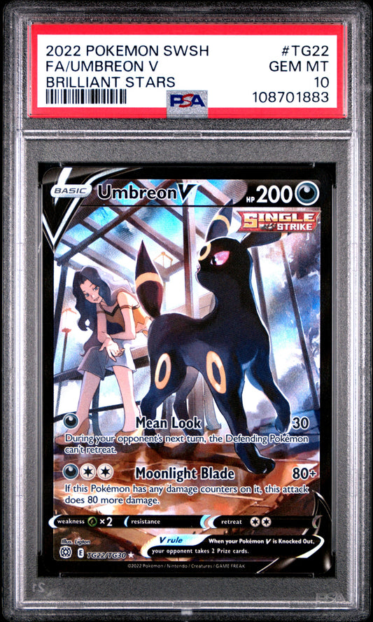 2022 Pokémon SWSH Brilliant Stars TG22/TG30 Umbreon V Full Art PSA 10