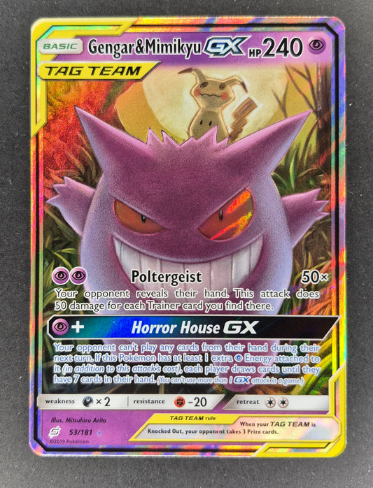 Pokémon TCG Gengar & Mimikyu GX Holo Ultra Rare Card 53/181 LP