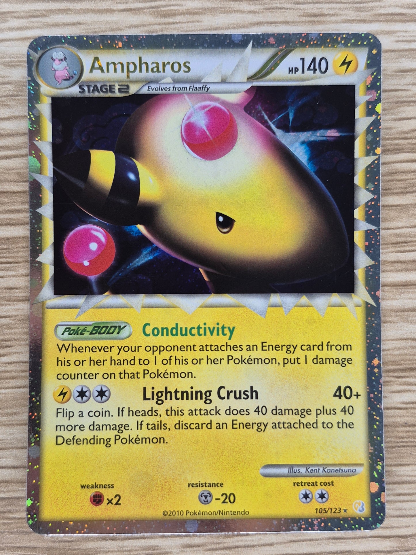 Pokémon TCG Ampharos Prime Heartgold & Soulsilver 105/123 Holo Rare NM