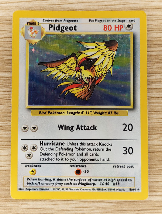 Pokemon 1999 Pidgeot Jungle No Rarity Symbol Holo Rare 8/64 HP #2