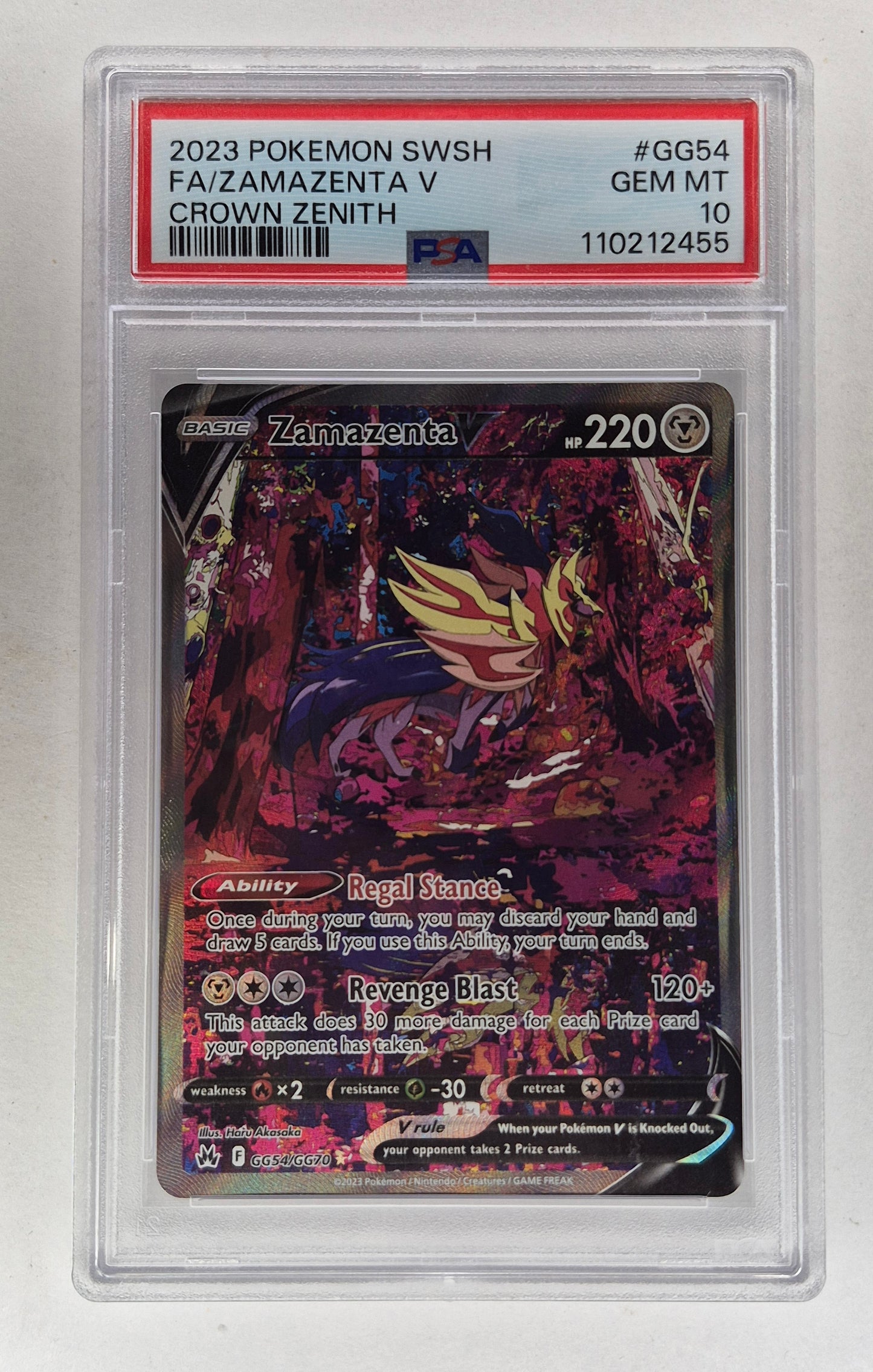 2023 Pokémon SWSH Crown Zenith GG54 Zamazenta V Full Art PSA 10