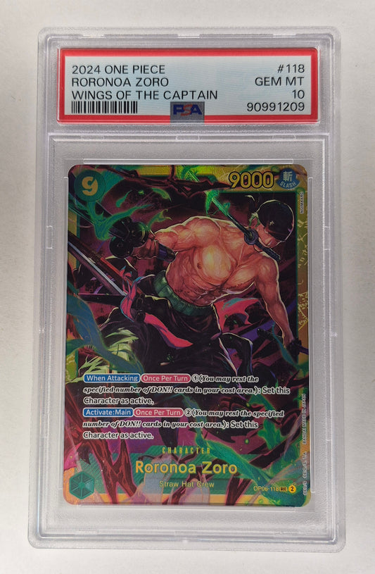 2024 One-Piece OP06-118 SEC Roronoa Zoro Wings of the Captain PSA 10 Gem Mint